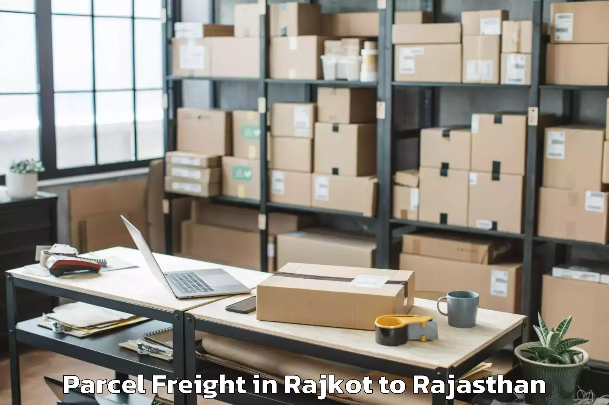 Quality Rajkot to Sangam University Bhilwara Parcel Freight